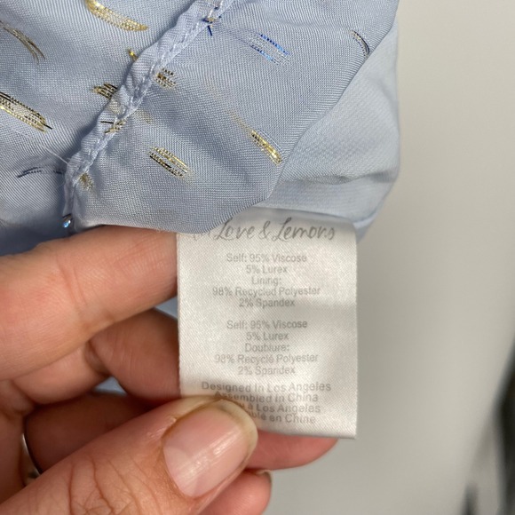 Love & Lemons Women's Baby Blue Ruffle V-Neck Chantal Mini Dress Size XS - Picture 10 of 13